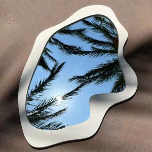Irregular Mirror. Wiggle Mirror. Curvy Mirror. Wavy Mirror white frame